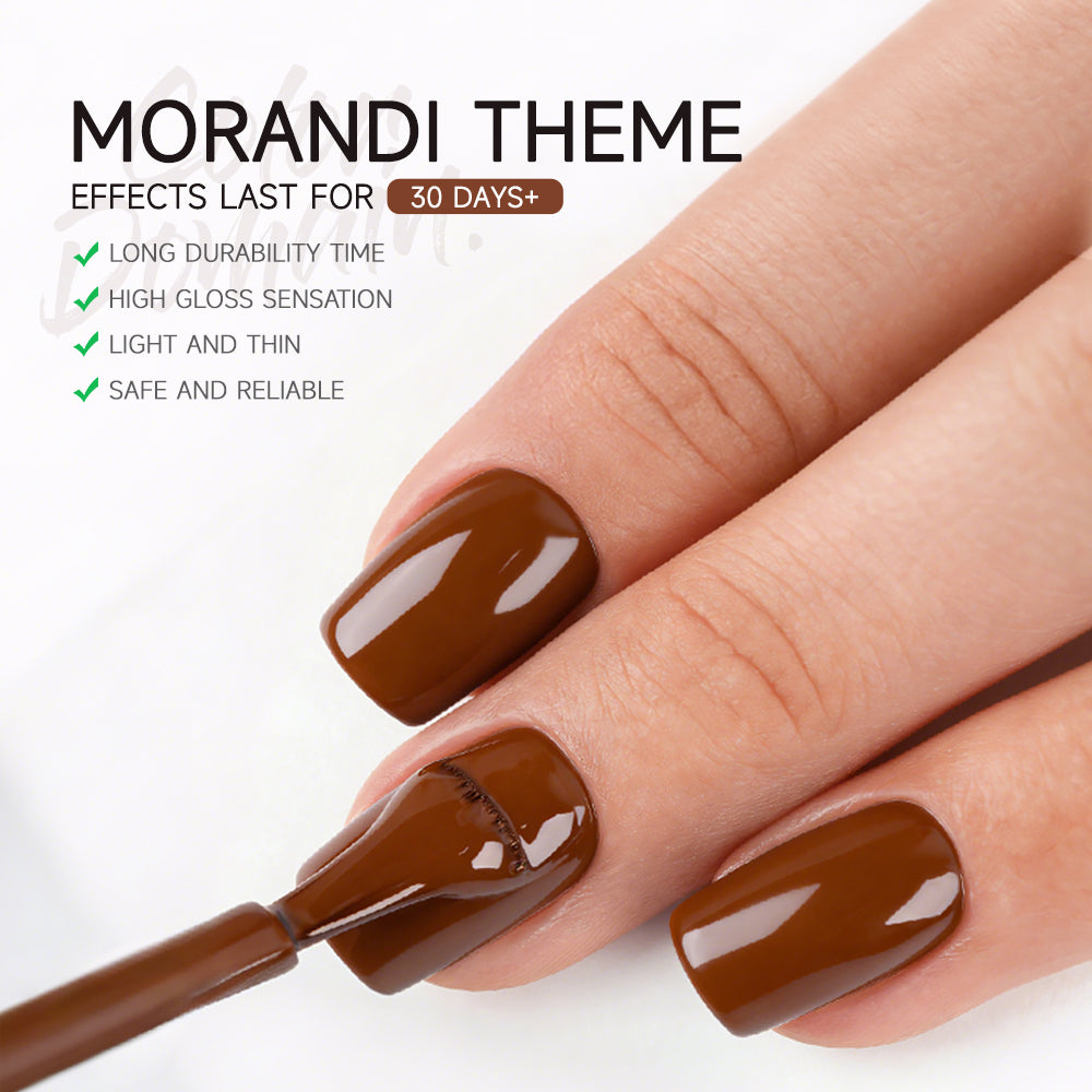 Aibevoow White Purple Black 15ML Gel Nail Polish Set, 6 Colors Brown Pink Nude Soak Off UV Light Cure Gel Polish Kit for Salon and Nail Art DIY at Home