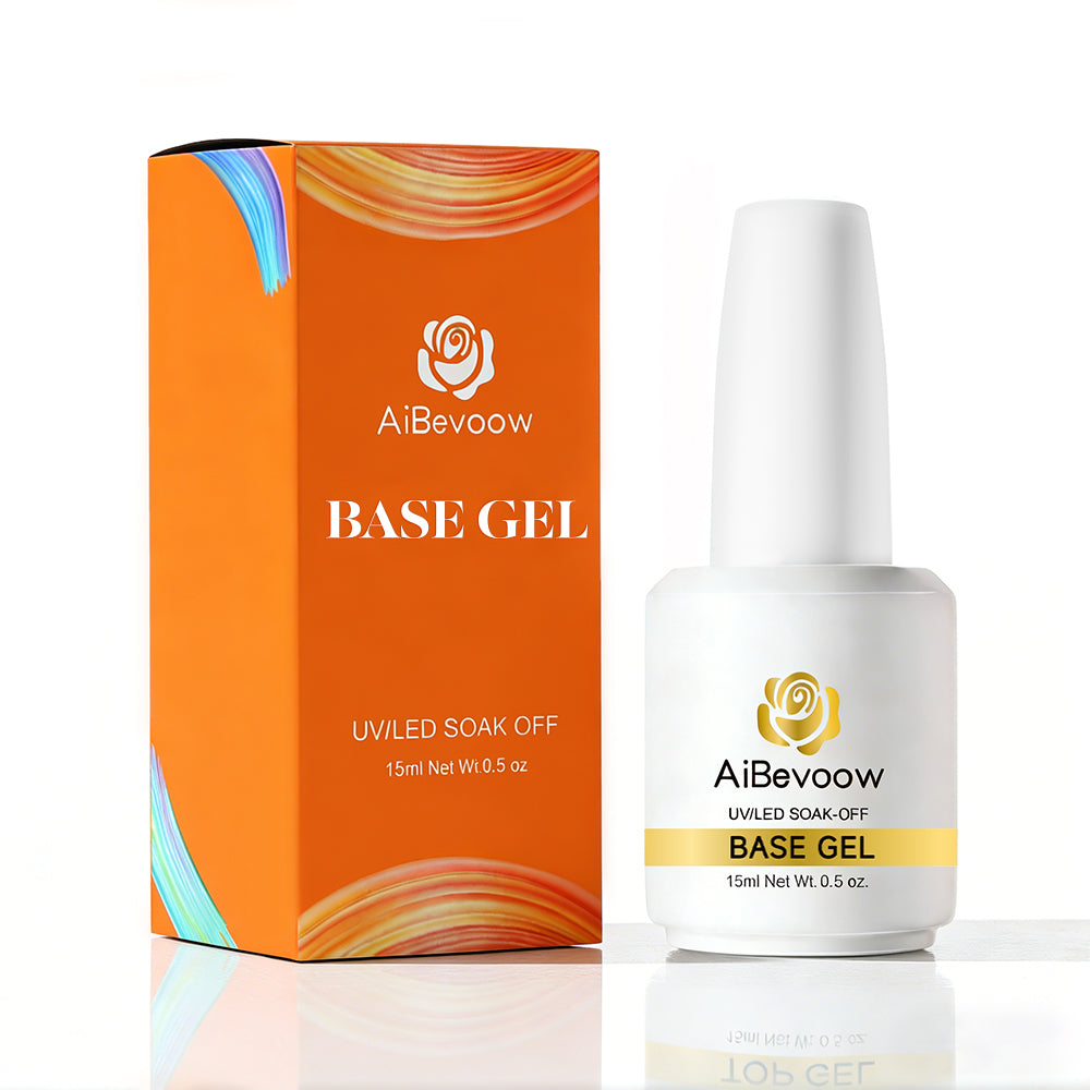 AiBevoow Base Coat And Top Coat Gel Polish Set: Long Lasting, Soak Off LED Nail Lamp Gel Base Top Coat Glossy Shine Finish Nail Art Design Gifts For Women