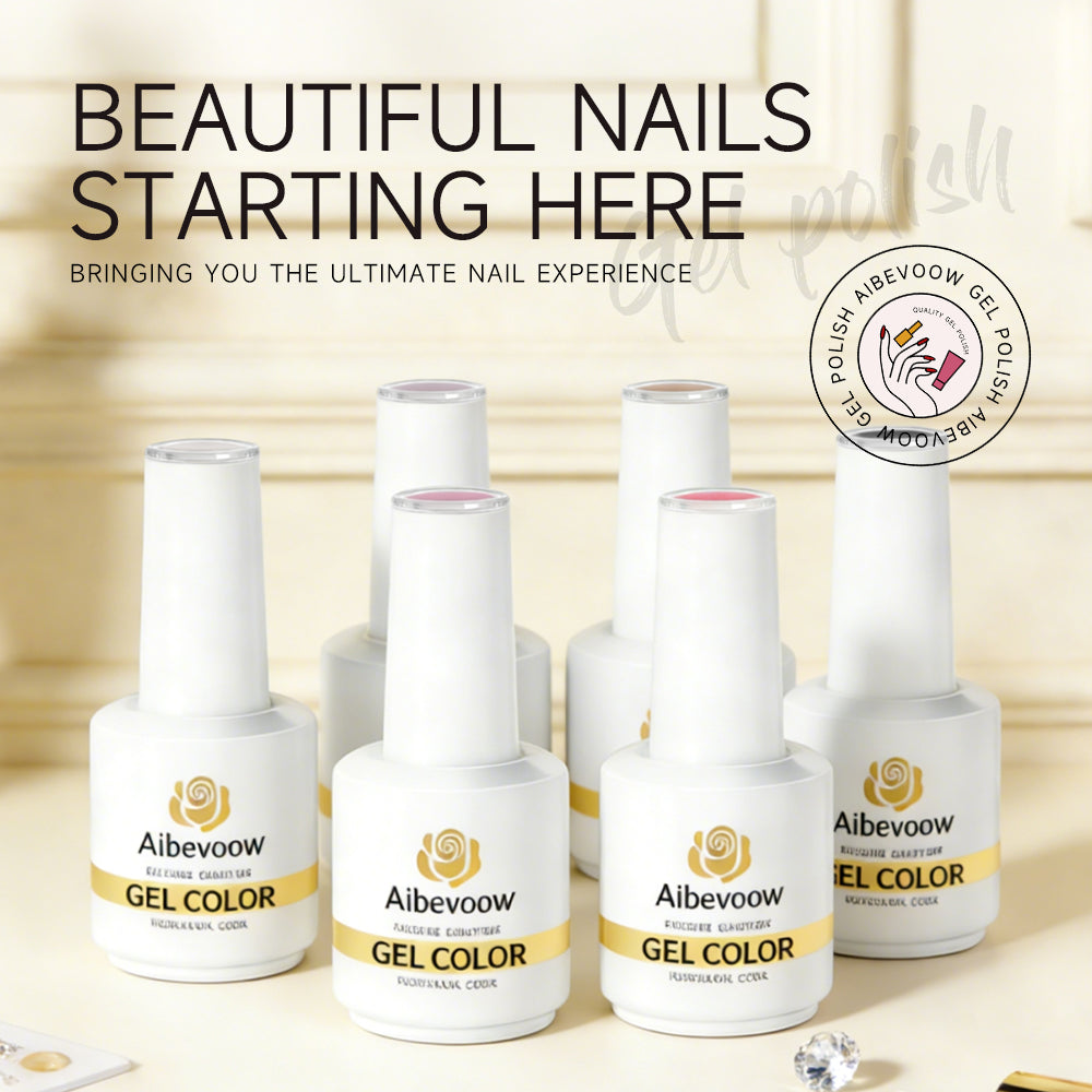 Aibevoow White Red Black Gel Nail Polish Set, 6 Colors Brown Pink Nude Soak Off UV Light Cure Gel Polish Kit for Salon and Nail Art DIY at Home