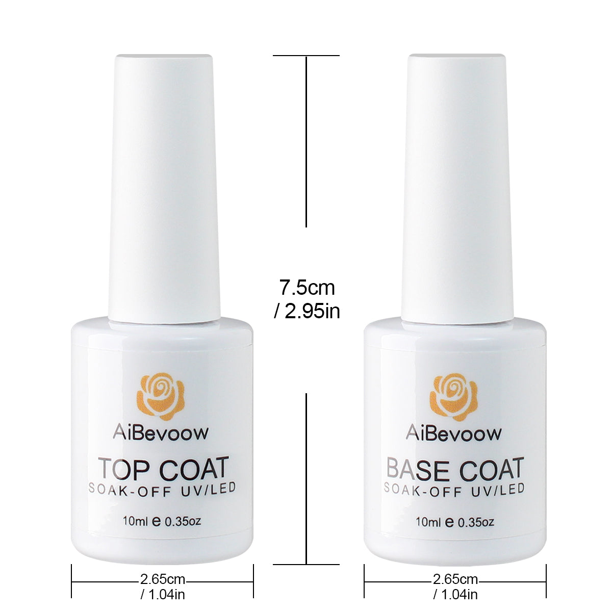 AiBevoow 2 Pcs Gel Base Coat And No Wipe Top Coat Glossy Shine Finish Long Lasting Soak Off Nail Polish UV/LED Nail Lamp Cured Gel For Gel Nail Polish Salon Quality Nail Art Design For Home Use Beauty Gift 10ml*2 pcs