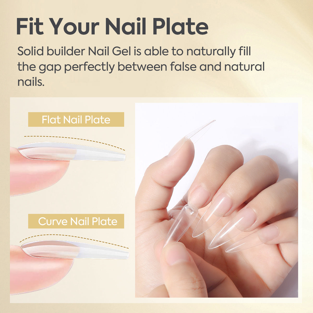 Non-Stick Hand Solid Extension Nail Gel - Clear Solid Sculpture Builder Gel for Nails Non-Sticky Hand Solid Gel for Nail Art Design and Extensions
