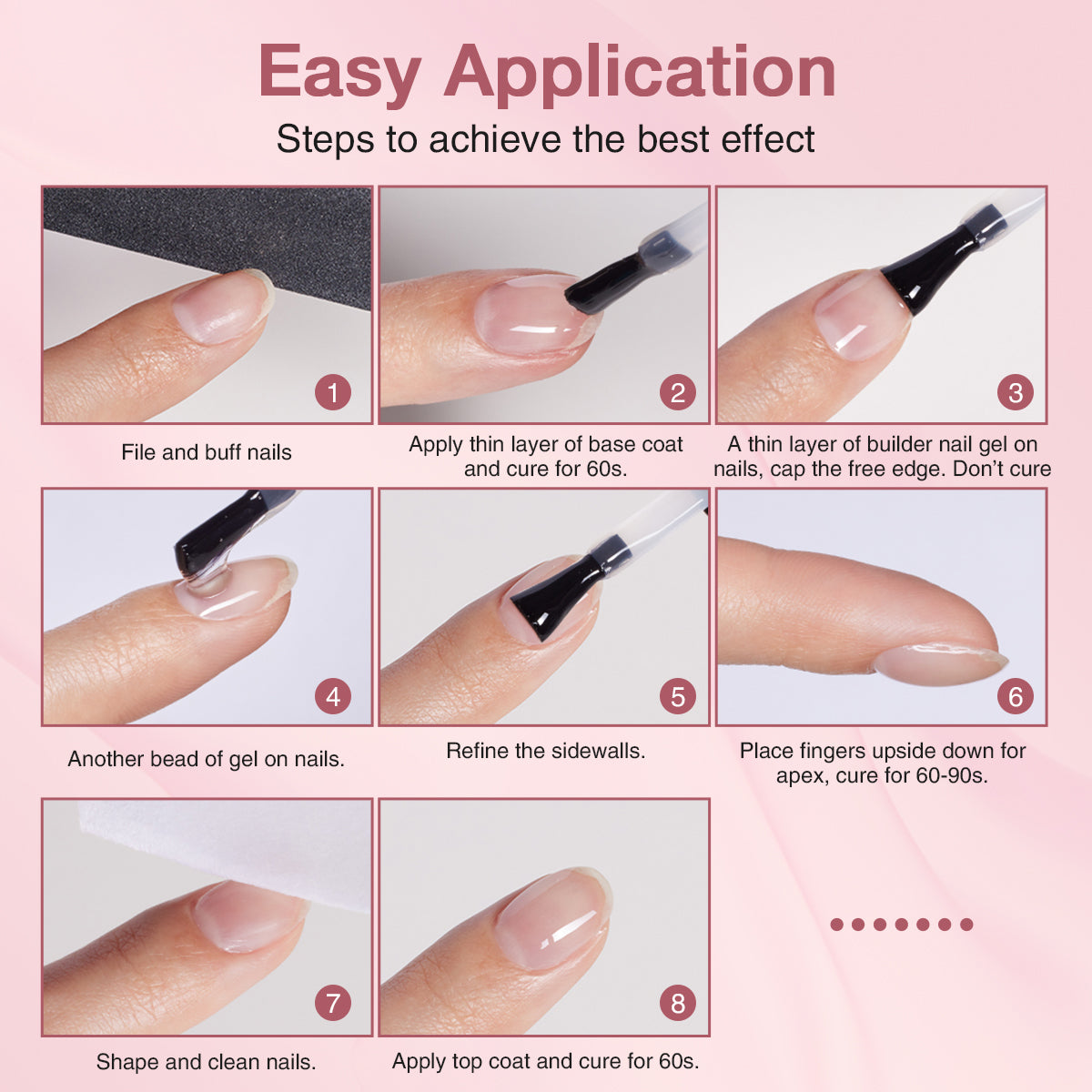 3 pcs Builder Nail Gel Set - Including Base Coat, No Wipe Top Coat And 15ML Builder Nail Gel For Nail Extension, Nail Repair, Reinforcement Nail Art Design Easy To Use