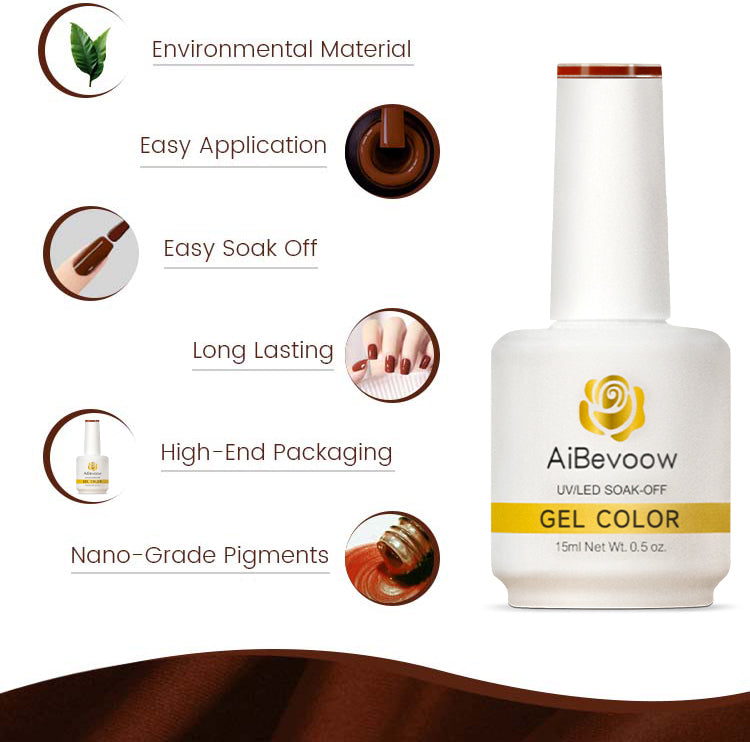 AiBevoow 32 Color Series Gel Polish  - 15ML Soak Off LED/UV Gel Nail Polish for Long Lasting Mirror Shine | Salon Quality Manicure for DIY Nails at Home