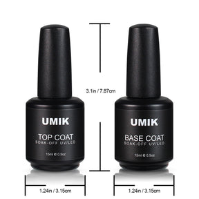 15ml Base Coat And Top Coat Set - Shine Finish And Long Lasting, Soak Off Transparent Gel Varnish Nails Art