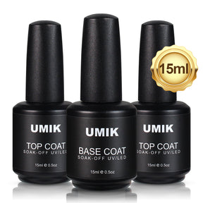 15ml Base Coat And Top Coat Set - Shine Finish And Long Lasting, Soak Off Transparent Gel Varnish Nails Art