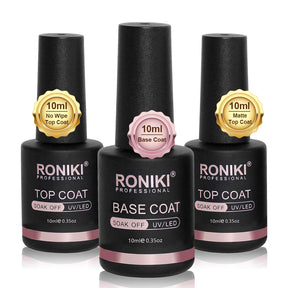 3-Piece Gel Nail Polishes, Including Top Coat, Matte Top Coat And Base Coat Soak Off UV LED, Long Lasting Glossy Gel Polish For Home SPA Salon Use