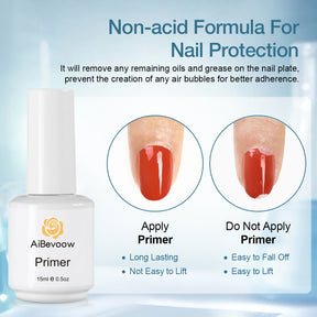 3 pcs Semi-Permanent Gel Nail Polish Set with Acid-Free Natural Nail Prep Primer for Acrylic and Gel Nail Polish Base Coat And Top Coat - Dehydrates and Bonds Superiorly - Non-Acid Formula - Fast Drying - Gift Box Set