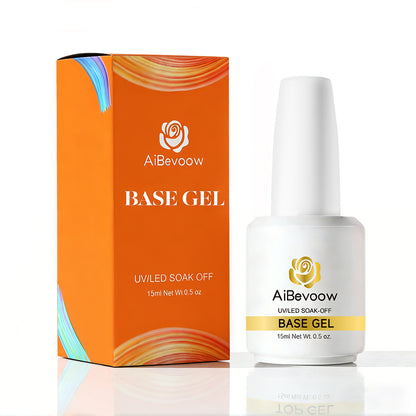 AiBevoow Base Coat And Top Coat Gel Polish Set:  Long Lasting, Soak Off LED Nail Lamp Gel Base Top Coat Glossy Shine Finish Nail Art Design Gifts For Women