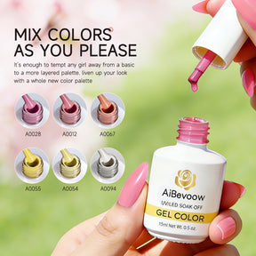 Aibevoow Pastel Gel Nail Polish Set Spring Summer Gel Polish Macaron Candy Sweet Color Gel Polish Pink Yellow White Colors Collection Nail Art Gift Box 15ML 6PCS