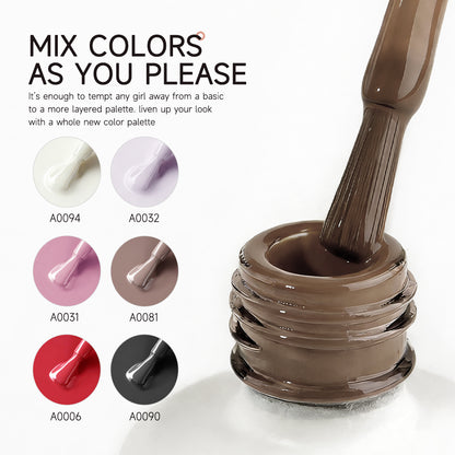 Aibevoow White Red Black Gel Nail Polish Set, 6 Colors Brown Pink Nude Soak Off UV Light Cure Gel Polish Kit for Salon and Nail Art DIY at Home