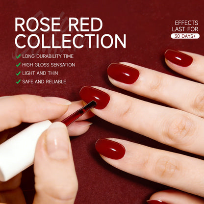 Aibevoow 15ml Red Gel Polish Set - 6 Colors Burgundy Red Gel Nail Polish Popular Shimmer Red-Obsession Collection Nails Art Design Soak Off Uv LED Nail Kit Minicure DIY Home Nails Set