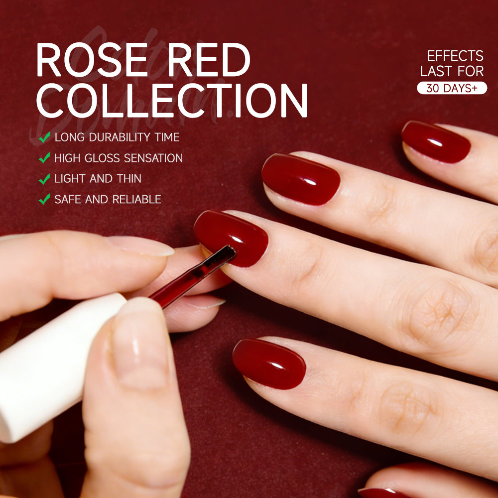 Aibevoow 15ml Red Gel Polish Set - 6 Colors Burgundy Red Gel Nail Polish Popular Shimmer Red-Obsession Collection Nails Art Design Soak Off Uv LED Nail Kit Minicure DIY Home Nails Set