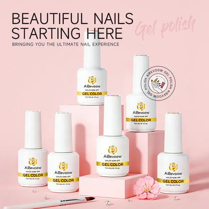 Aibevoow 15m Gel Nail Polish Kit -6 Colors Fall Winter Nude Pink Gel Polish Set Skin Tones Neutral Brown Soak Off Gel Nail Kit Manicure DIY Nail Art Salon Home Gift