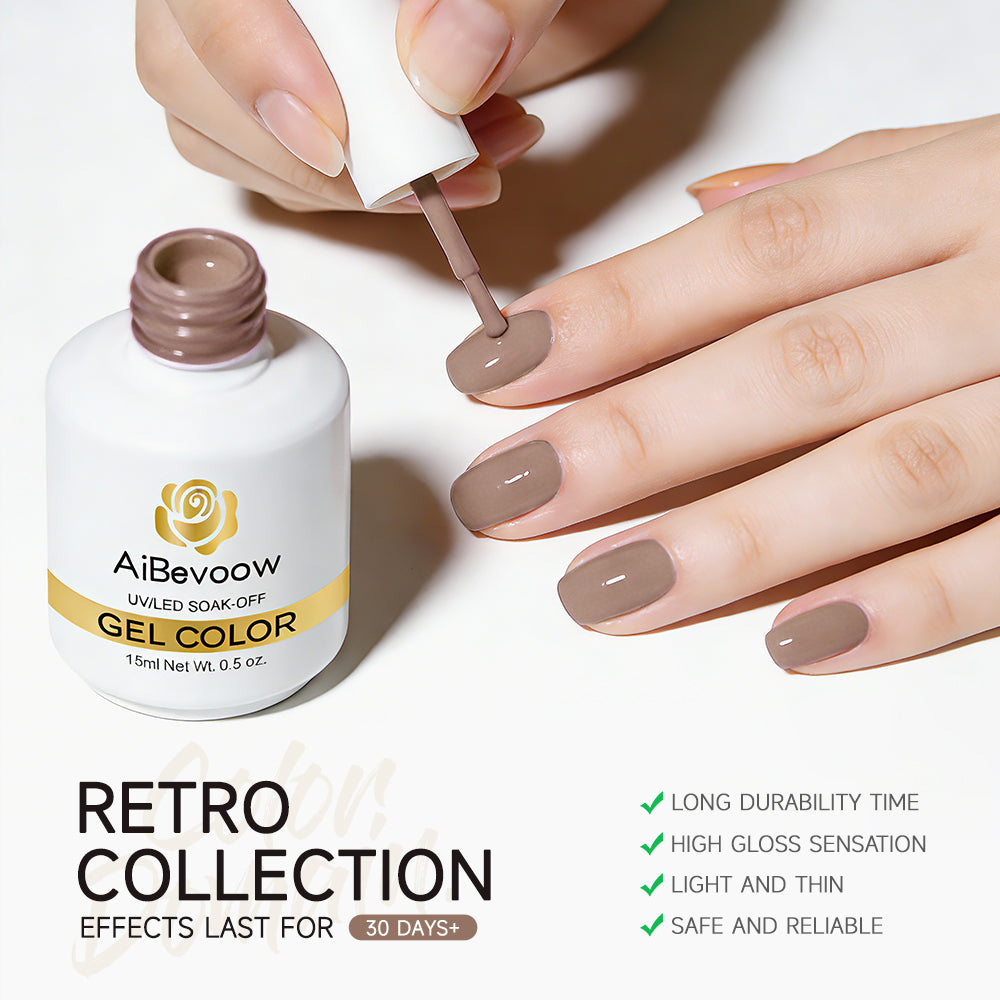 Aibevoow White Red Black Gel Nail Polish Set, 6 Colors Brown Pink Nude Soak Off UV Light Cure Gel Polish Kit for Salon and Nail Art DIY at Home