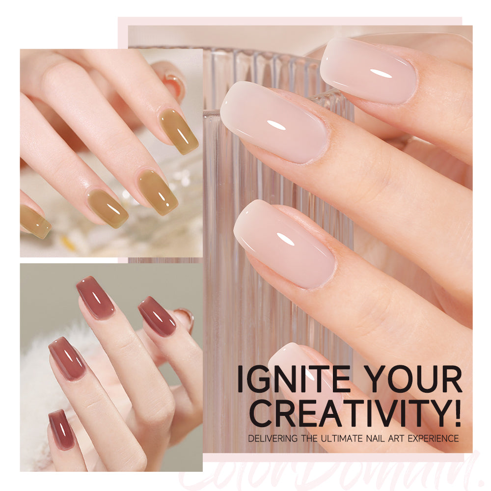 AiBevoow 15ml Gel Polish Set - 6Colors Gel Polish Kit with Base Top Coat Pink Red Blue Purple Brown Yellow Green Black White Nails Gifts for Women Bonus Base Top Gel