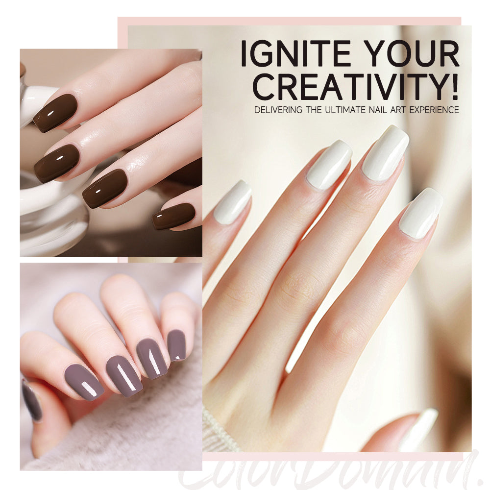 Aibevoow White Purple Black 15ML Gel Nail Polish Set, 6 Colors Brown Pink Nude Soak Off UV Light Cure Gel Polish Kit for Salon and Nail Art DIY at Home