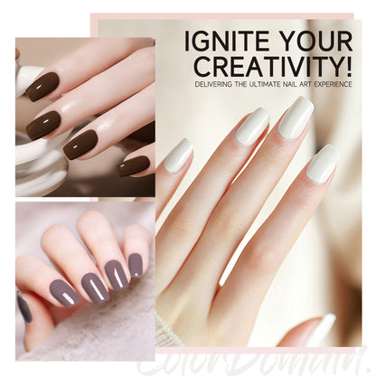 Aibevoow White Purple Black 15ML Gel Nail Polish Set, 6 Colors Brown Pink Nude Soak Off UV Light Cure Gel Polish Kit for Salon and Nail Art DIY at Home