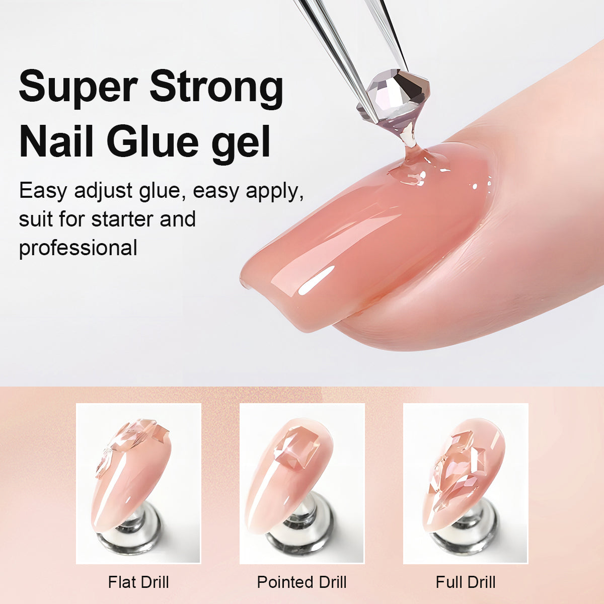 AiBevoow Rhinestone Glue, Nail Design Adhesive Super Sticky Rhinestone Glue, Nail Ornament Adhesive Drill Glue, Non-flowing Glue For Nail Art DIY Nail 5g