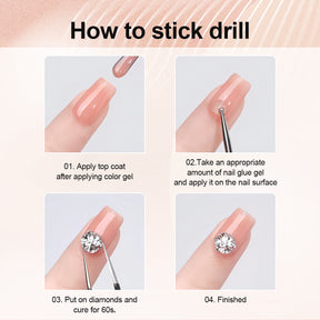 AiBevoow Rhinestone Glue, Nail Design Adhesive Super Sticky Rhinestone Glue, Nail Ornament Adhesive Drill Glue, Non-flowing Glue For Nail Art DIY Nail 5g