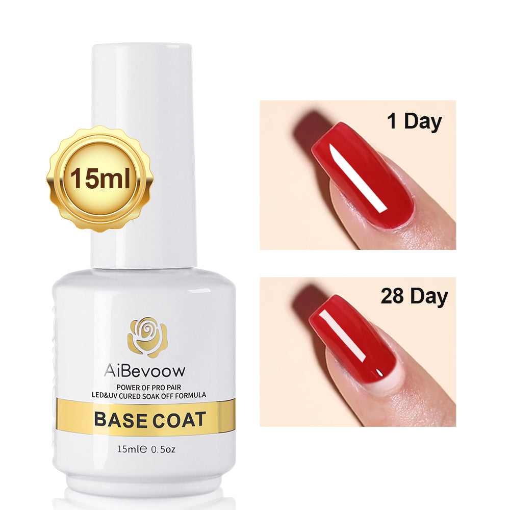 AiBevoow Base Coat And Top Coat Gel Polish Set:  Long Lasting, Soak Off LED Nail Lamp Gel Base Top Coat Glossy Shine Finish Nail Art Design Gifts For Women